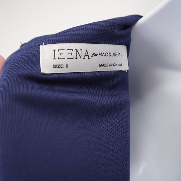 Mac Duggal Women's NWT Ieena Midnight Blue A-Line Rhinestone Waist Evening Gown - Picture 11 of 15